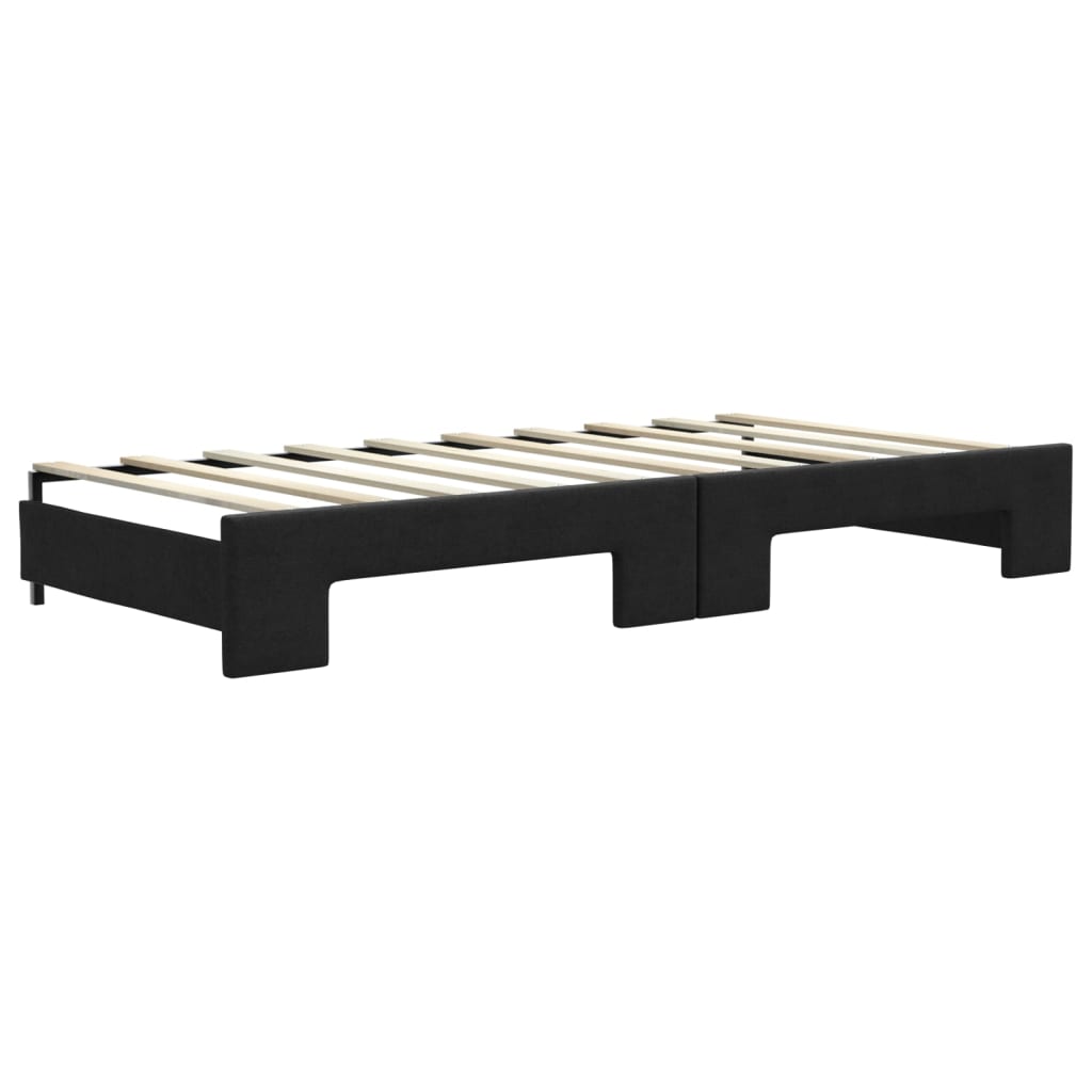 vidaXL Sofa rozsuwana z szufladami, czarna, 90x190 cm, tkanina