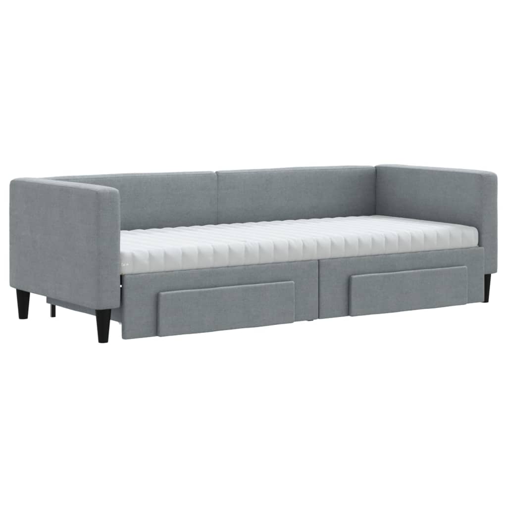 vidaXL Sofa rozsuwana z szufladami, jasnoszara, 80x200 cm, tkanina