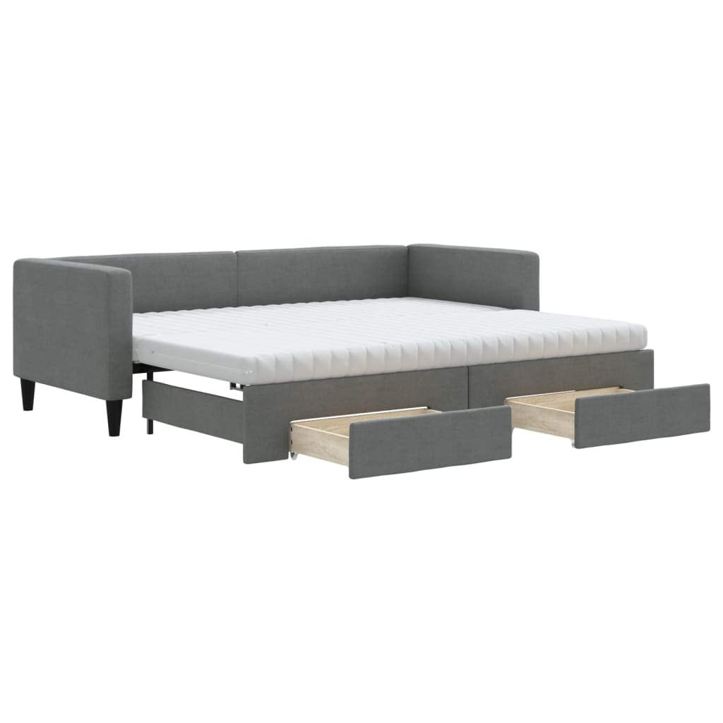vidaXL Sofa rozsuwana z szufladami, ciemnoszara, 80x200 cm, tkanina