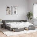 vidaXL Sofa rozsuwana z szufladami, ciemnoszara, 80x200 cm, tkanina