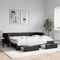 vidaXL Sofa rozsuwana z szufladami, czarna, 80x200 cm, tkanina
