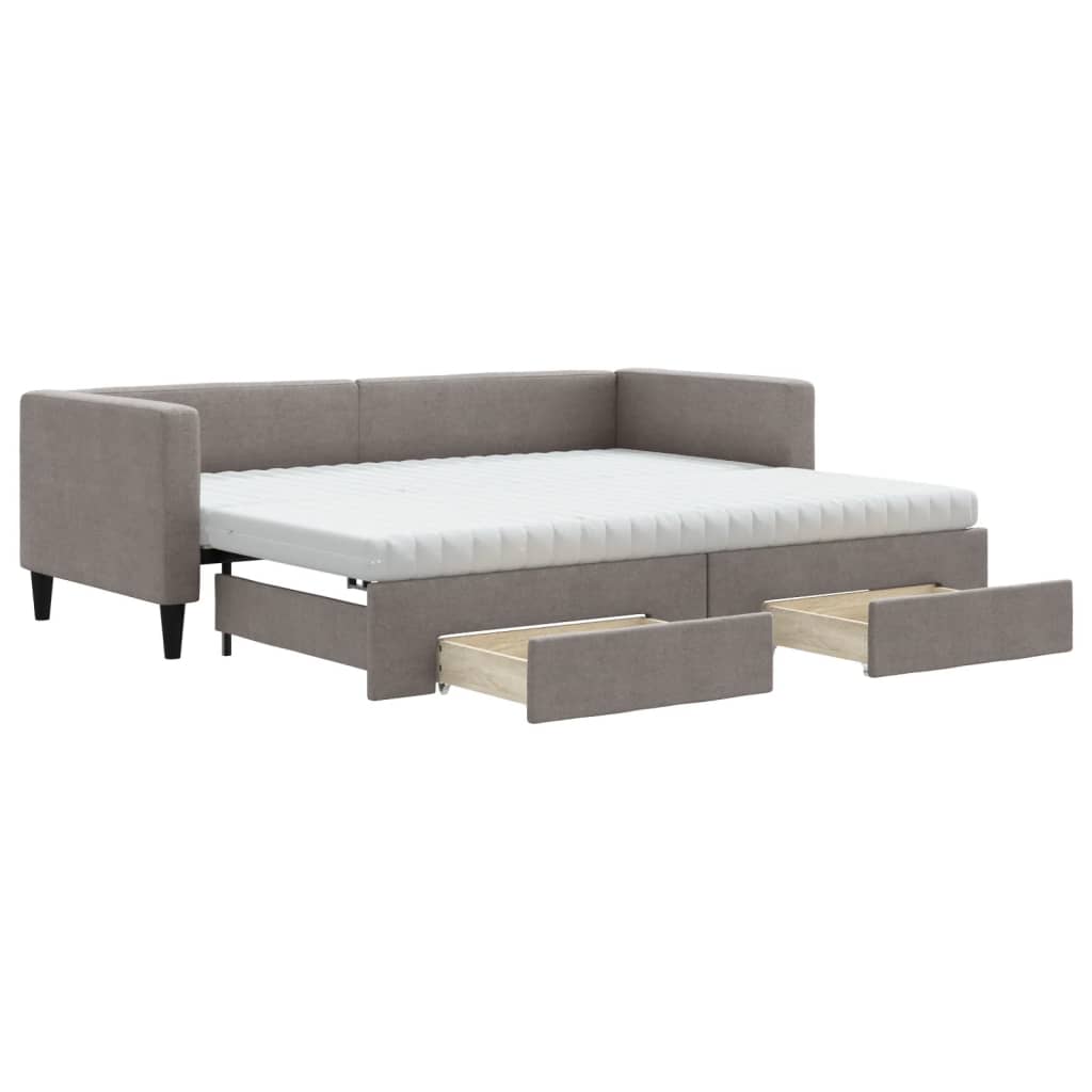 vidaXL Sofa rozsuwana z szufladami, taupe, 80x200 cm, tkanina