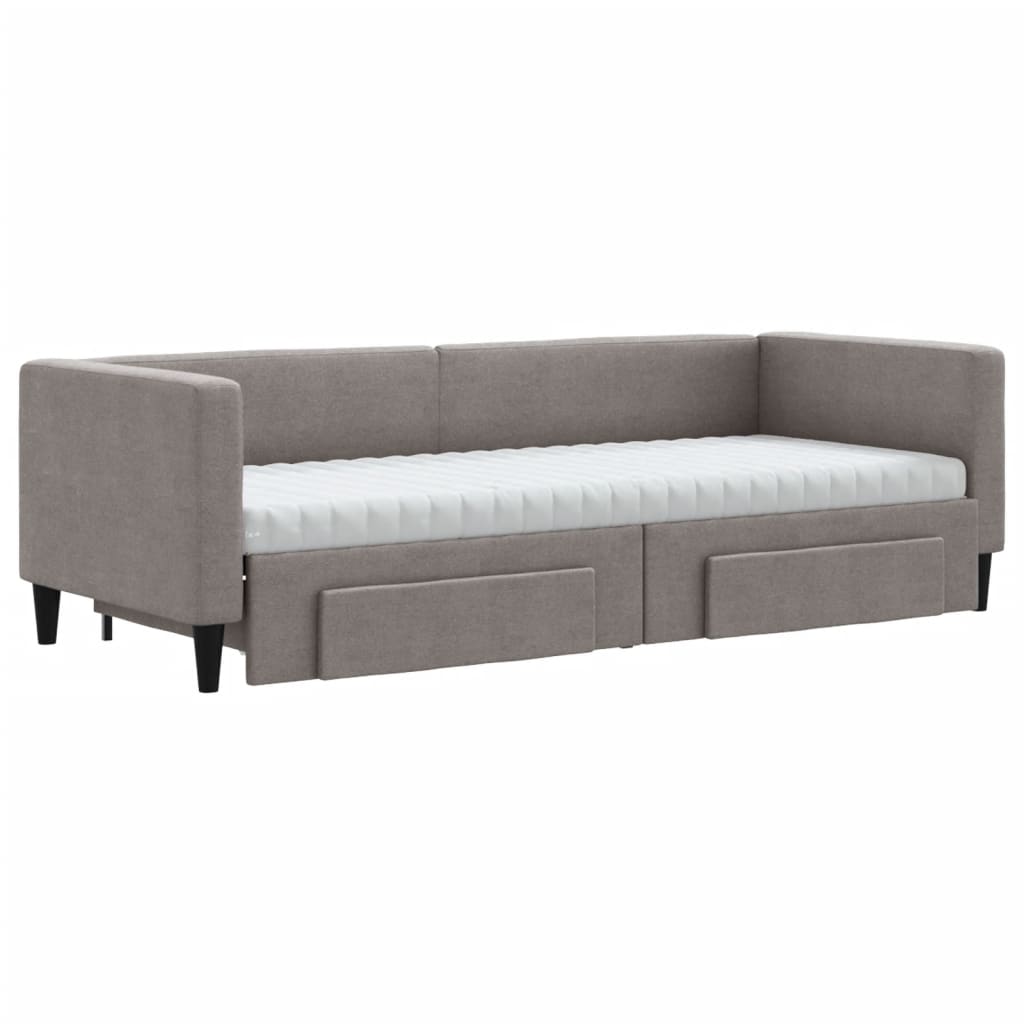 vidaXL Sofa rozsuwana z szufladami, taupe, 80x200 cm, tkanina