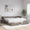 vidaXL Sofa rozsuwana z szufladami, taupe, 80x200 cm, tkanina