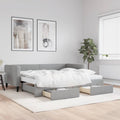 vidaXL Sofa rozsuwana z szufladami, jasnoszara, 90x200 cm, tkanina