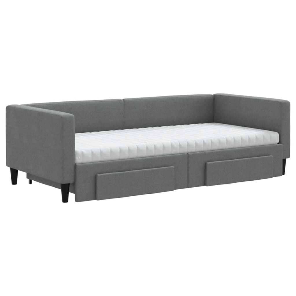 vidaXL Sofa rozsuwana z szufladami, ciemnoszara, 90x200 cm, tkanina