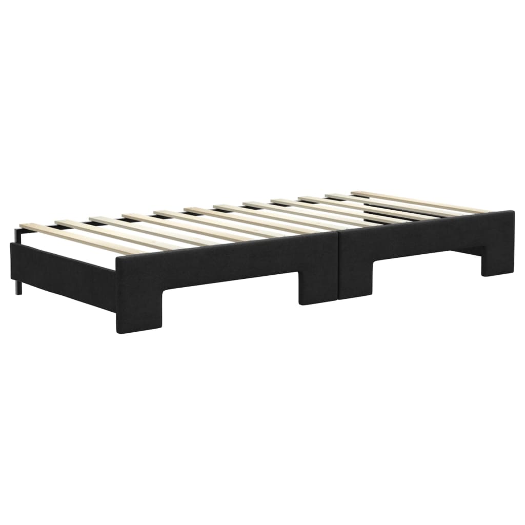 vidaXL Sofa rozsuwana z szufladami, czarna, 90x200 cm, tkanina