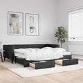 vidaXL Sofa rozsuwana z szufladami, czarna, 90x200 cm, tkanina