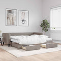 vidaXL Sofa rozsuwana z szufladami, taupe, 90x200 cm, tkanina