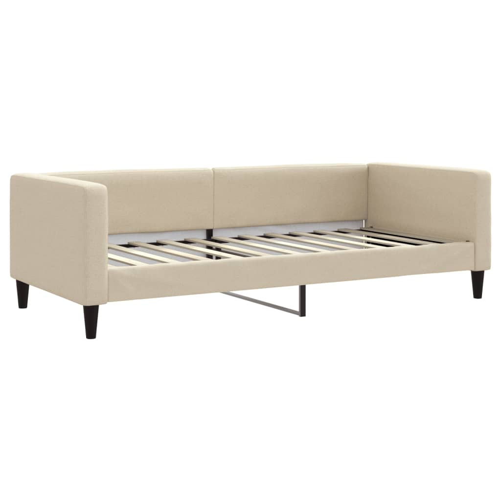 vidaXL Sofa rozsuwana z szufladami, kremowa, 90x200 cm, tkanina