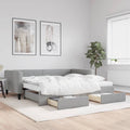 vidaXL Sofa rozsuwana z szufladami, jasnoszara, 100x200 cm, tkanina