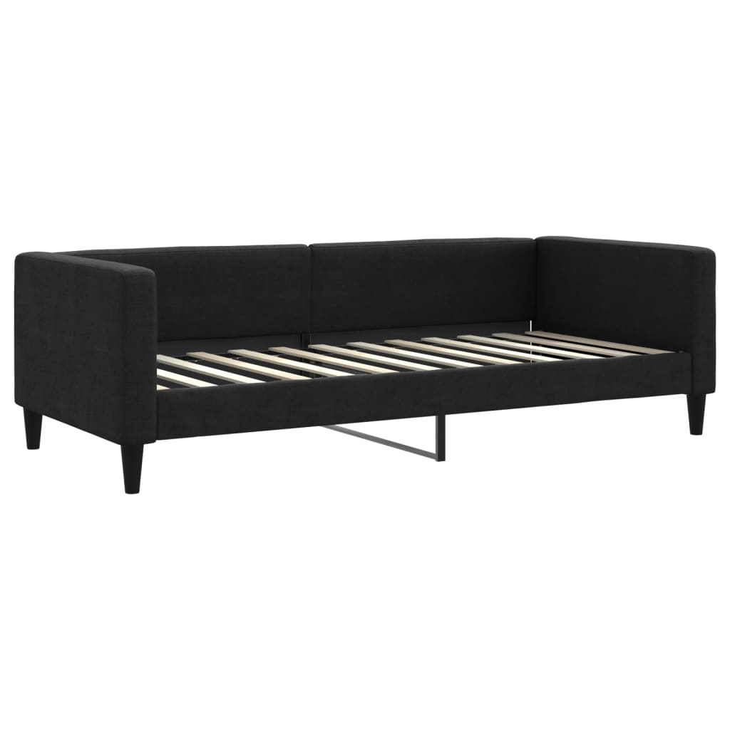 vidaXL Sofa rozsuwana z szufladami, czarna, 100x200 cm, tkanina