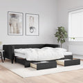 vidaXL Sofa rozsuwana z szufladami, czarna, 100x200 cm, tkanina