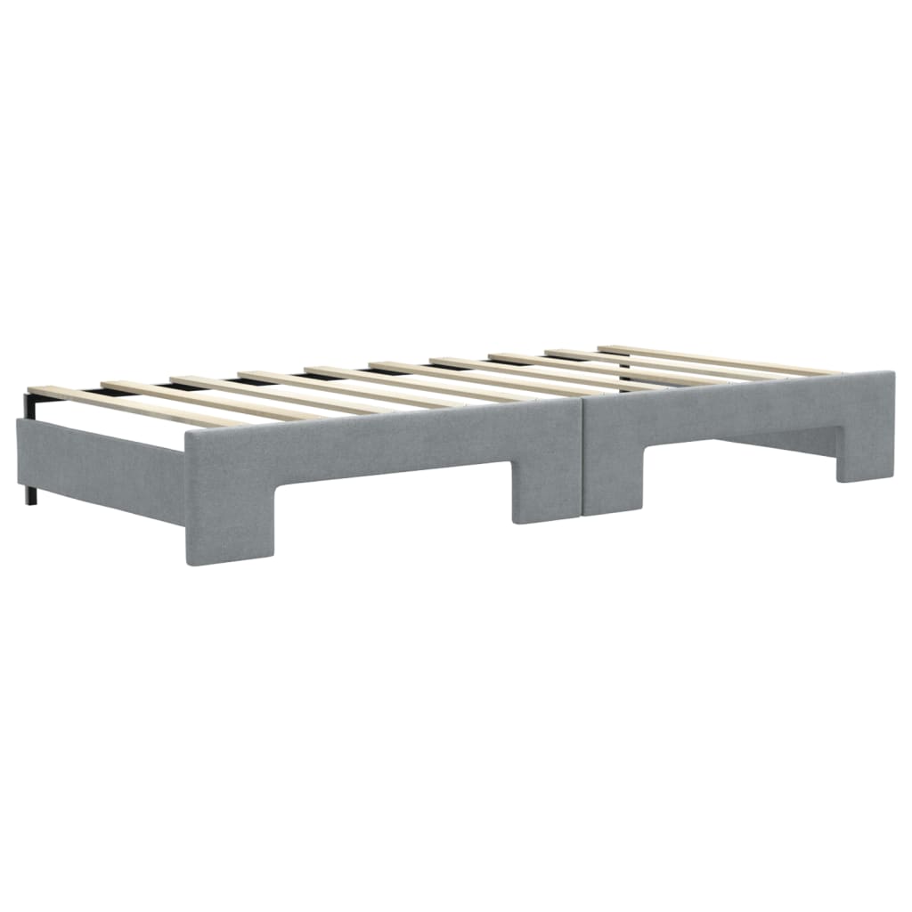 vidaXL Sofa rozsuwana z szufladami, jasnoszara, 90x190 cm, tkanina