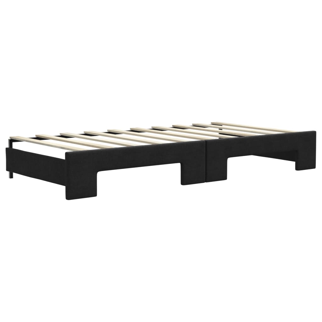 vidaXL Sofa rozsuwana z szufladami, czarna, 90x190 cm, tkanina