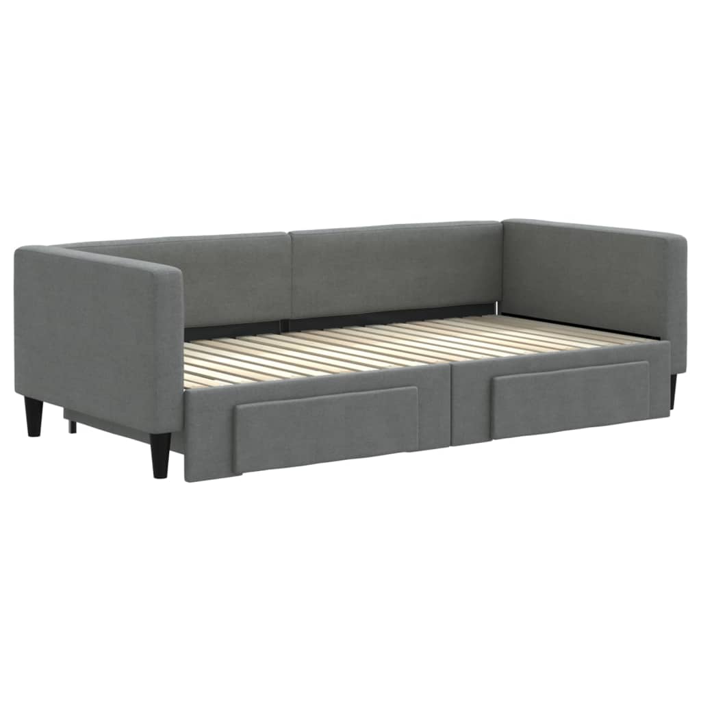 vidaXL Sofa rozsuwana z szufladami, ciemnoszara, 100x190 cm, tkanina