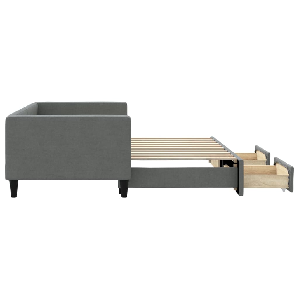 vidaXL Sofa rozsuwana z szufladami, ciemnoszara, 100x190 cm, tkanina