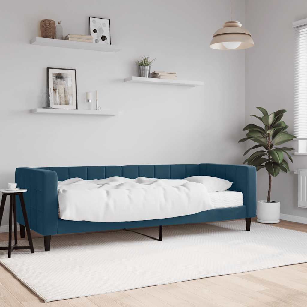 vidaXL Sofa z materacem do spania, niebieska, 80x200 cm, aksamit