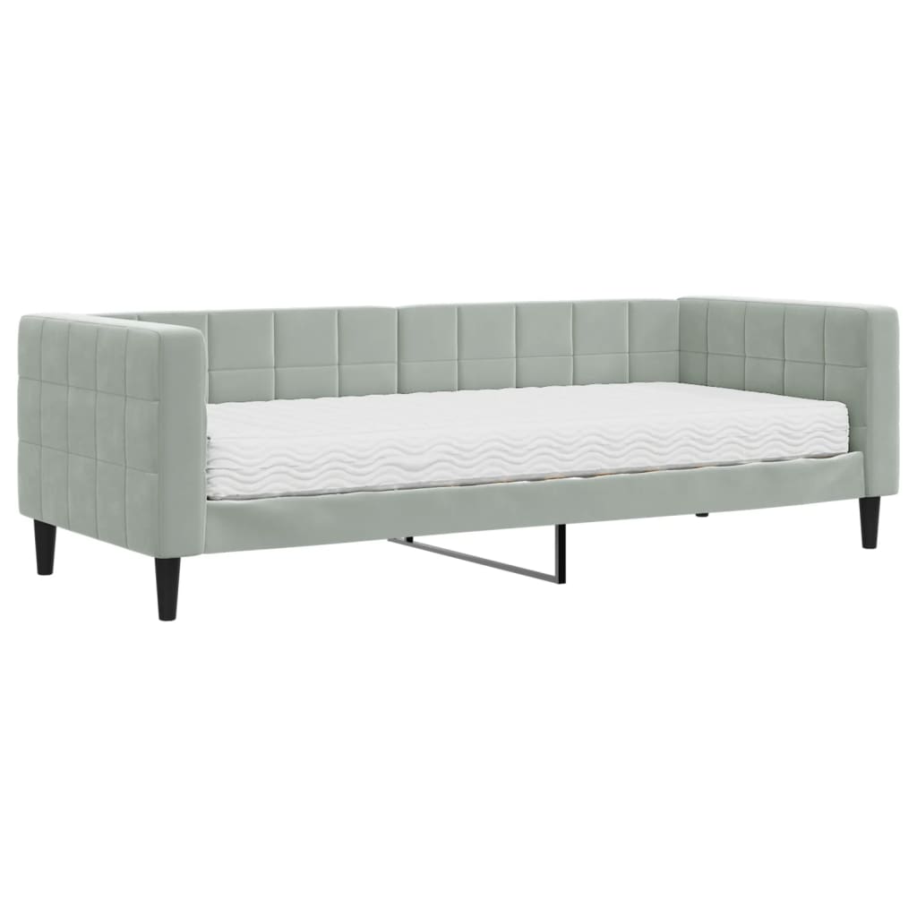 vidaXL Sofa z materacem do spania, jasnoszara, 80x200 cm, aksamit