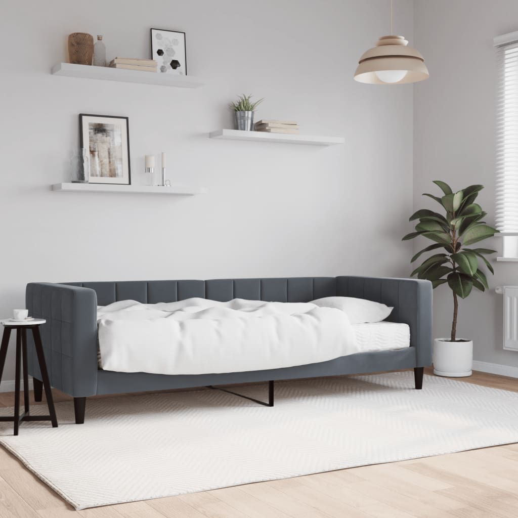 vidaXL Sofa z materacem do spania, ciemnoszara, 80x200 cm, aksamit