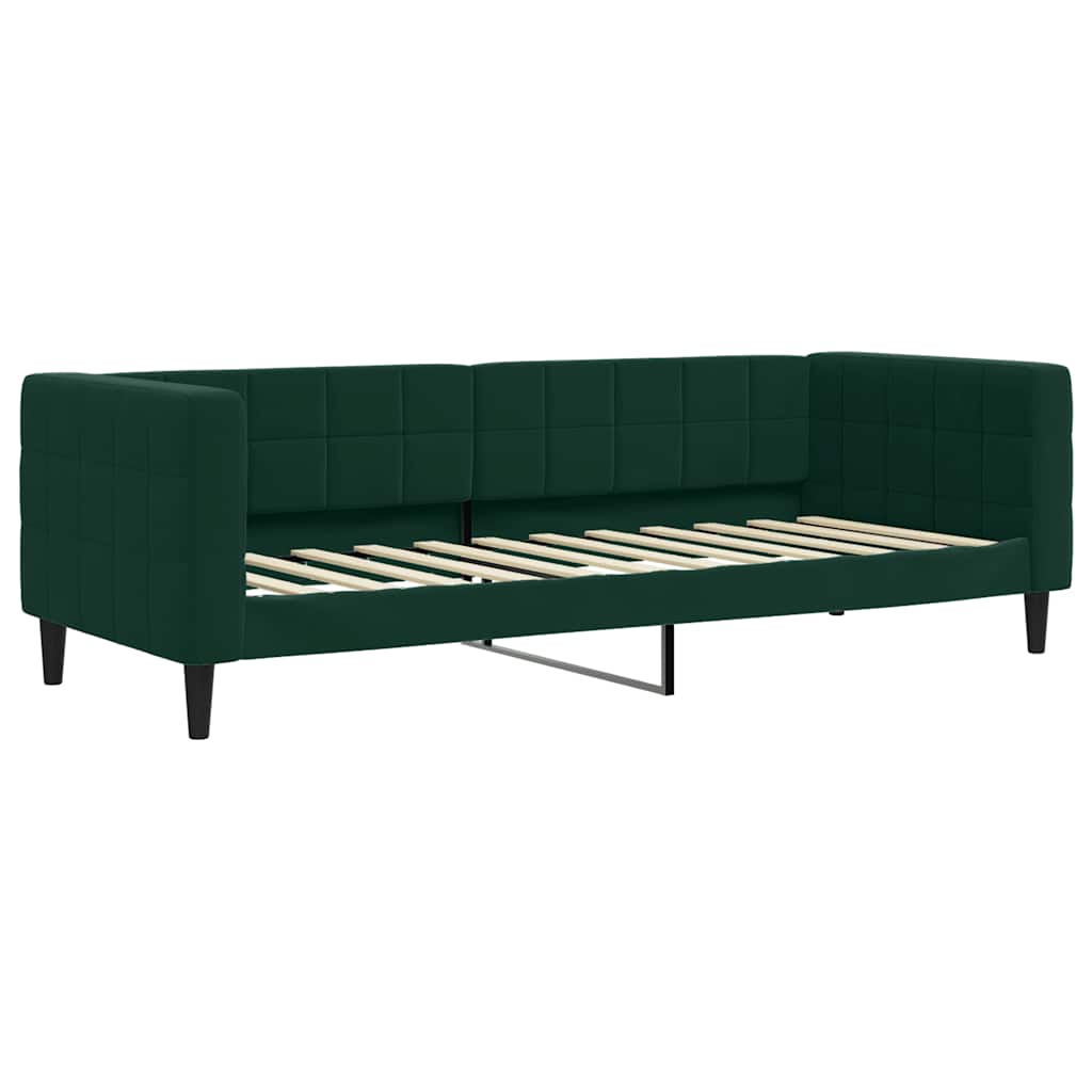 vidaXL Sofa z materacem do spania, ciemnozielona, 80x200 cm, aksamit
