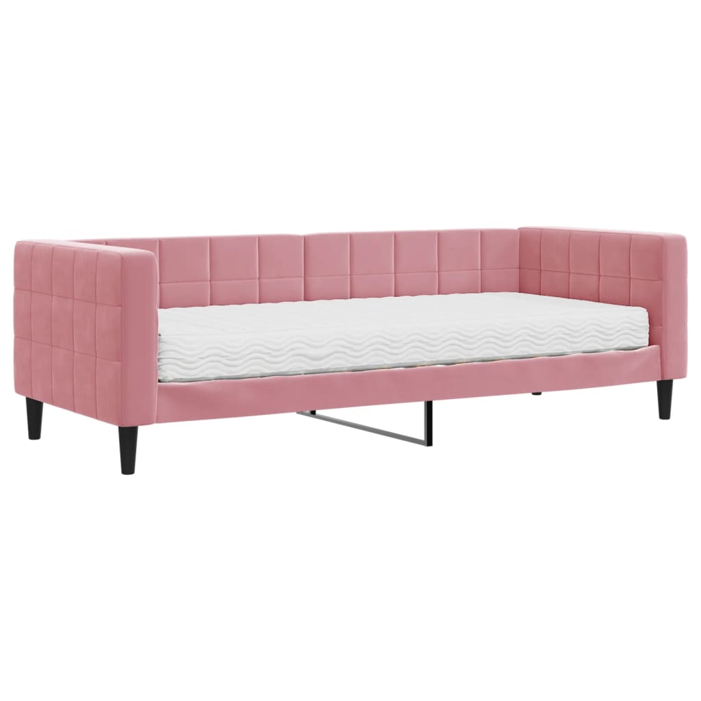 vidaXL Sofa z materacem do spania, różowa, 80x200 cm, aksamit