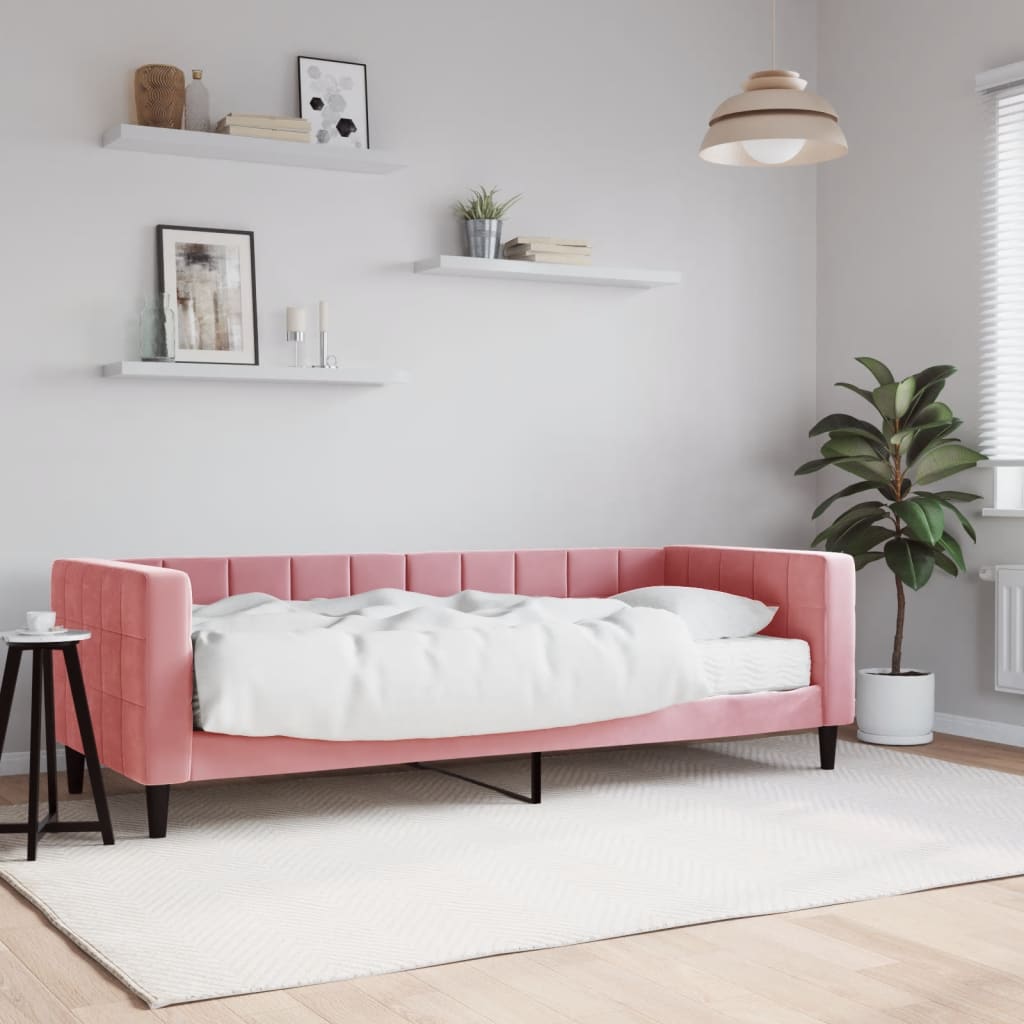 vidaXL Sofa z materacem do spania, różowa, 80x200 cm, aksamit