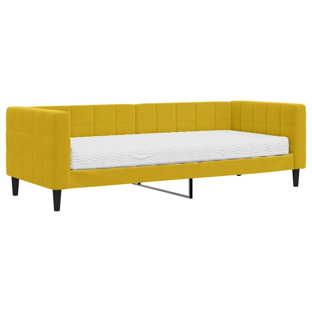 vidaXL Sofa z materacem do spania, żółta, 80x200 cm, aksamit