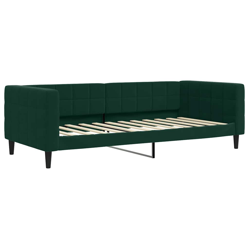 vidaXL Sofa z materacem do spania, ciemnozielona, 90x200 cm, aksamit