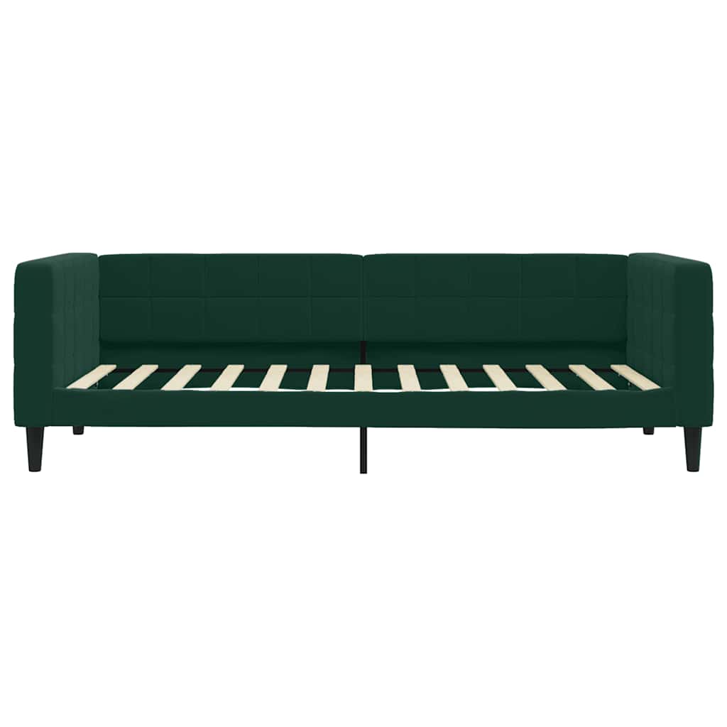 vidaXL Sofa z materacem do spania, ciemnozielona, 90x200 cm, aksamit