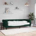 vidaXL Sofa z materacem do spania, ciemnozielona, 90x200 cm, aksamit
