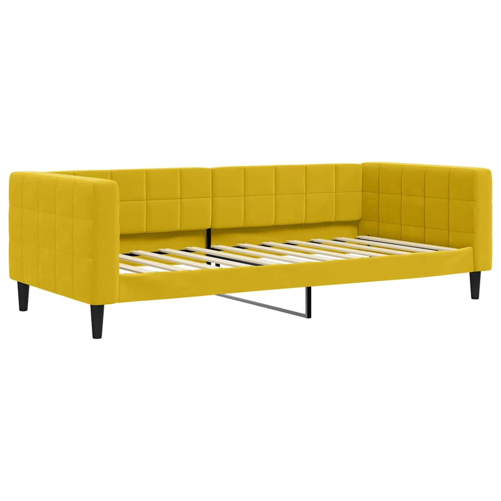 vidaXL Sofa z materacem do spania, żółta, 90x200 cm, aksamit
