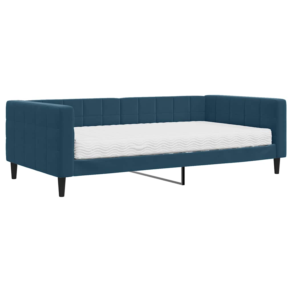 vidaXL Sofa z materacem do spania, niebieska, 100x200 cm, aksamit