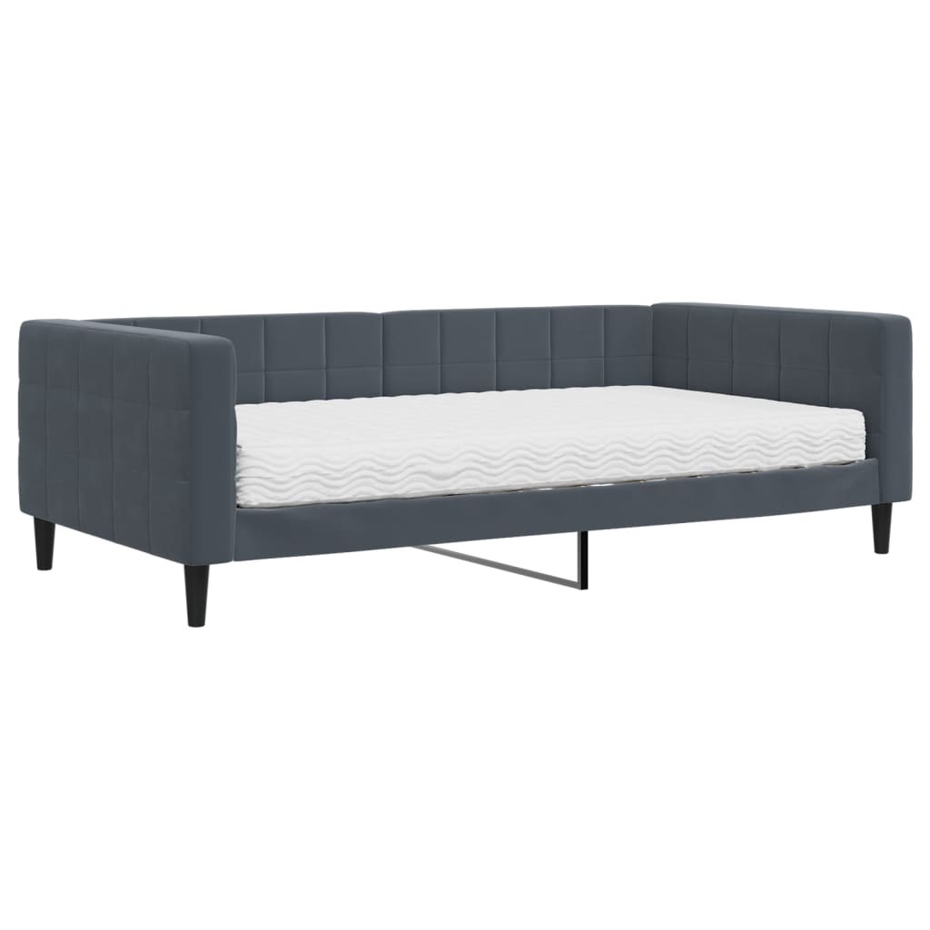 vidaXL Sofa z materacem do spania, ciemnoszara, 100x200 cm, aksamit