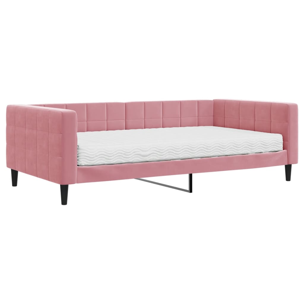 vidaXL Sofa z materacem do spania, różowa, 100x200 cm, aksamit