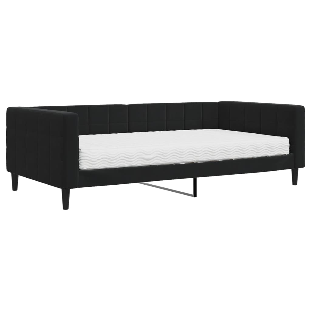 vidaXL Sofa z materacem do spania, czarna, 100x200 cm, aksamit