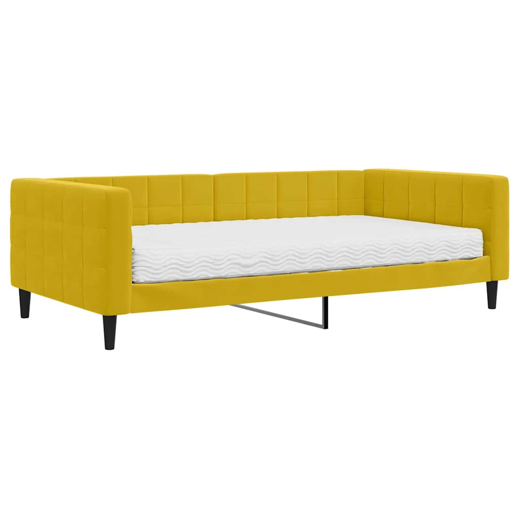 vidaXL Sofa z materacem do spania, żółta, 100x200 cm, aksamit