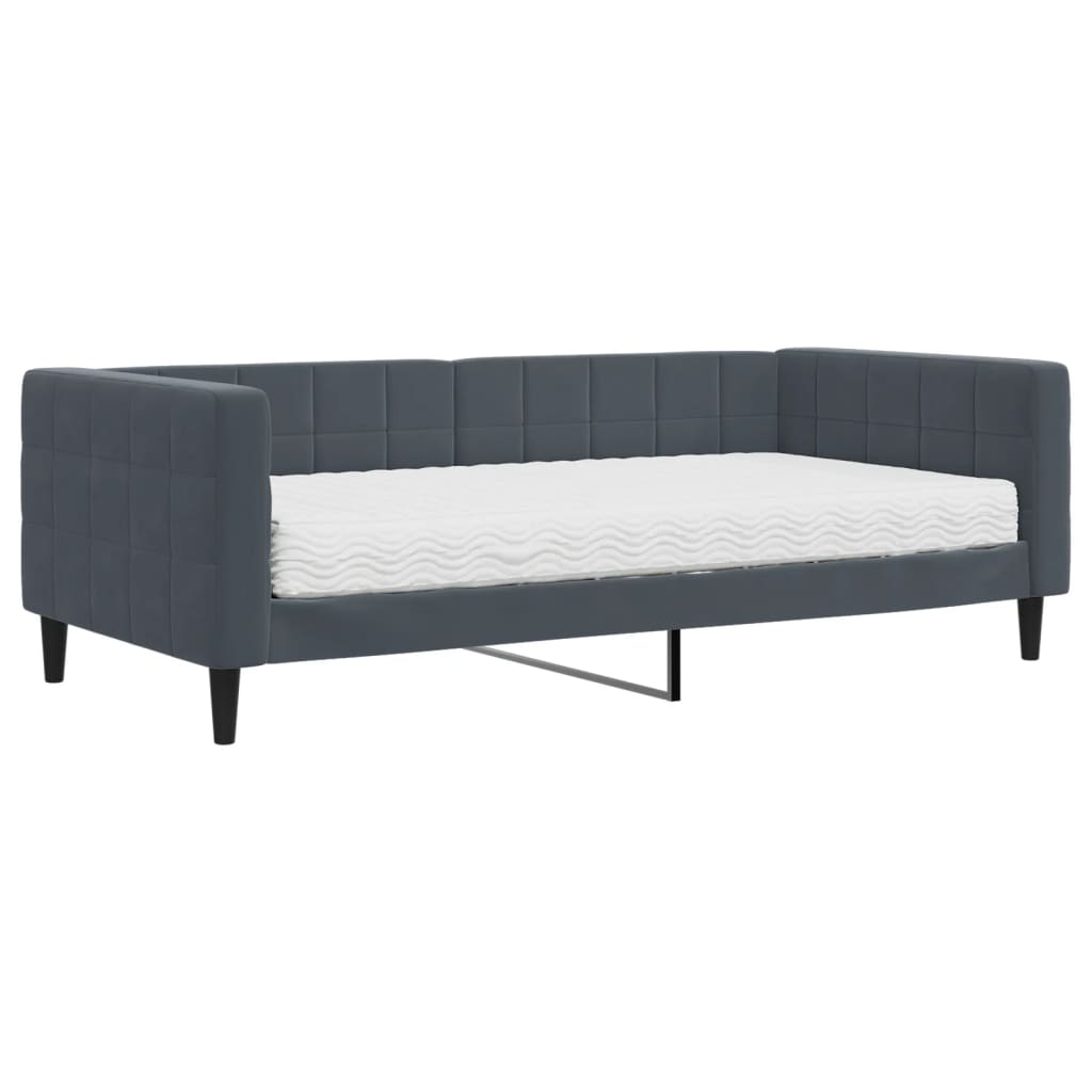 vidaXL Sofa z materacem do spania, ciemnoszara, 90x190 cm, aksamit