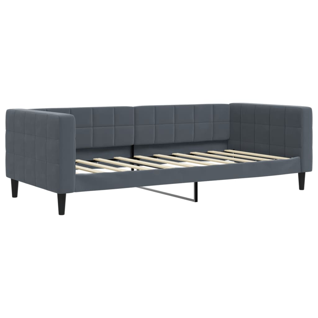 vidaXL Sofa z materacem do spania, ciemnoszara, 90x190 cm, aksamit