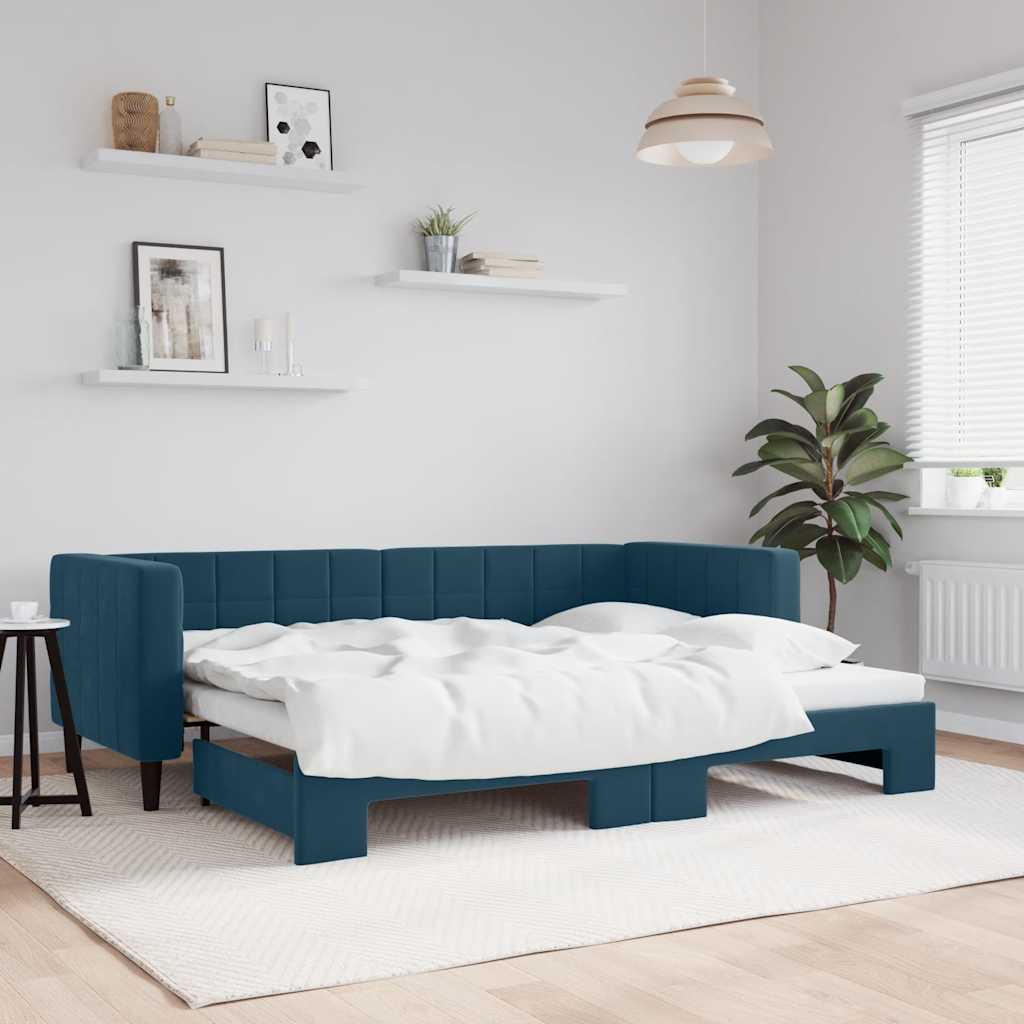vidaXL Sofa rozsuwana, niebieska, 80x200 cm, aksamit