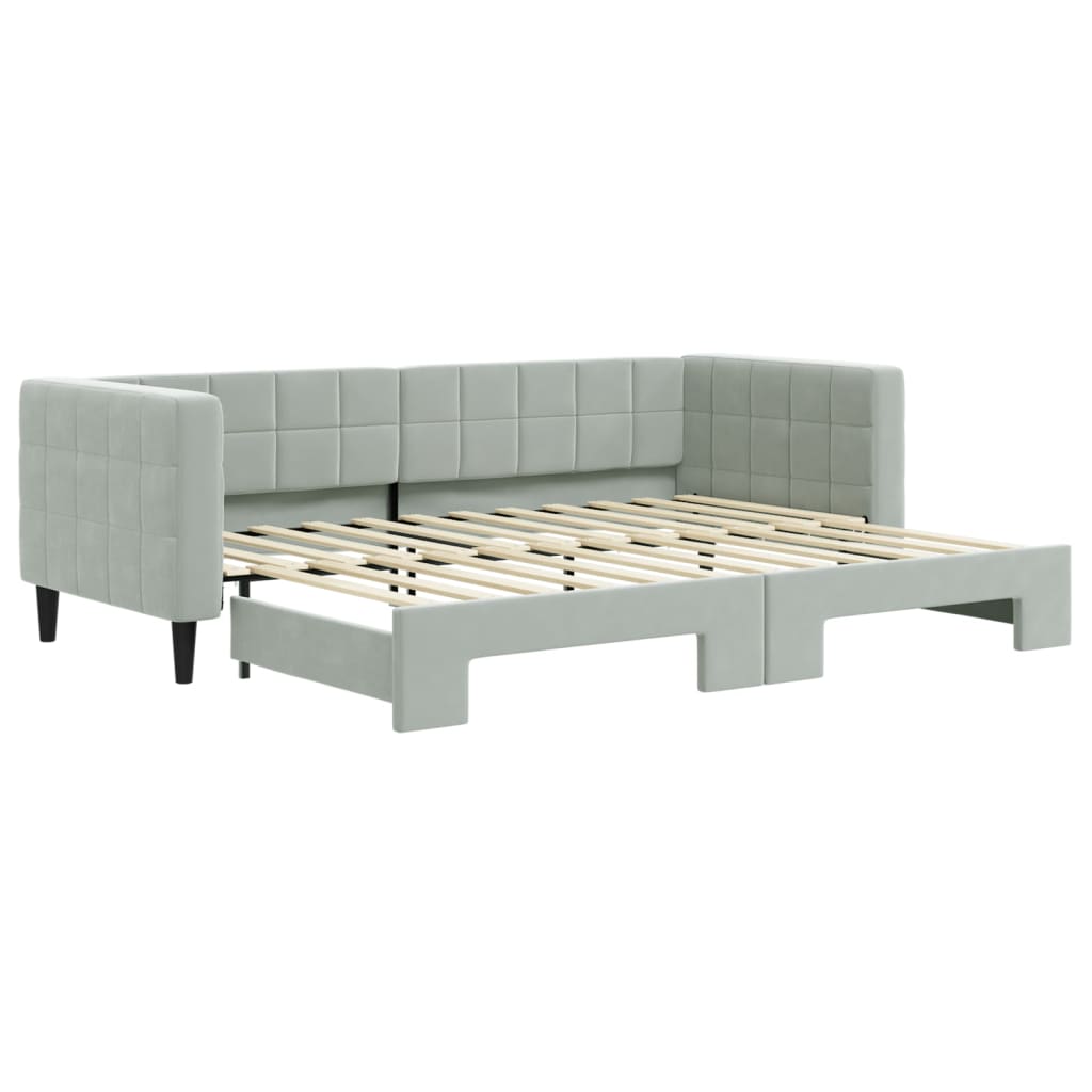 vidaXL Sofa rozsuwana, jasnoszara, 80x200 cm, aksamit