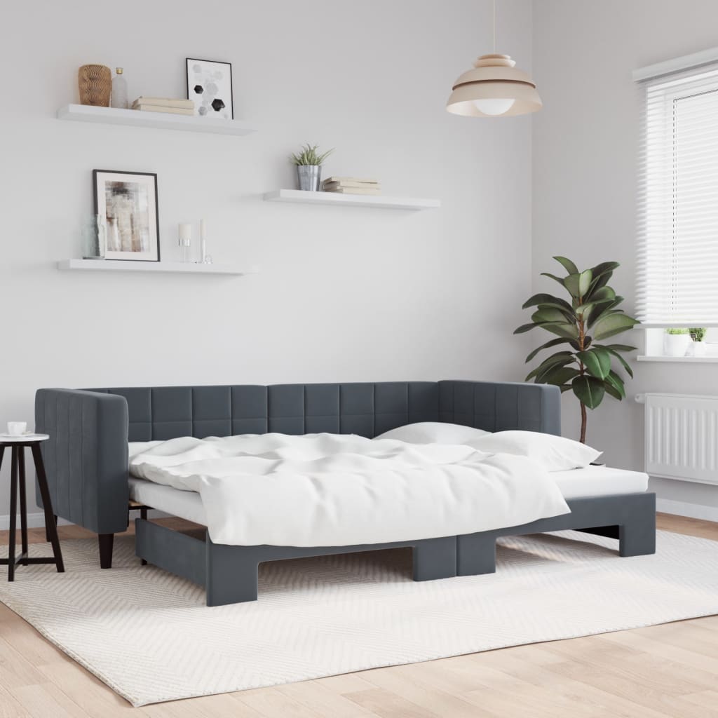 vidaXL Sofa rozsuwana, ciemnozielona, 80x200 cm, aksamit