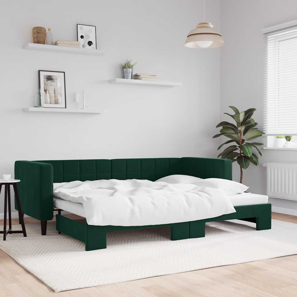 vidaXL Sofa rozsuwana, ciemnozielona, 80x200 cm, aksamit