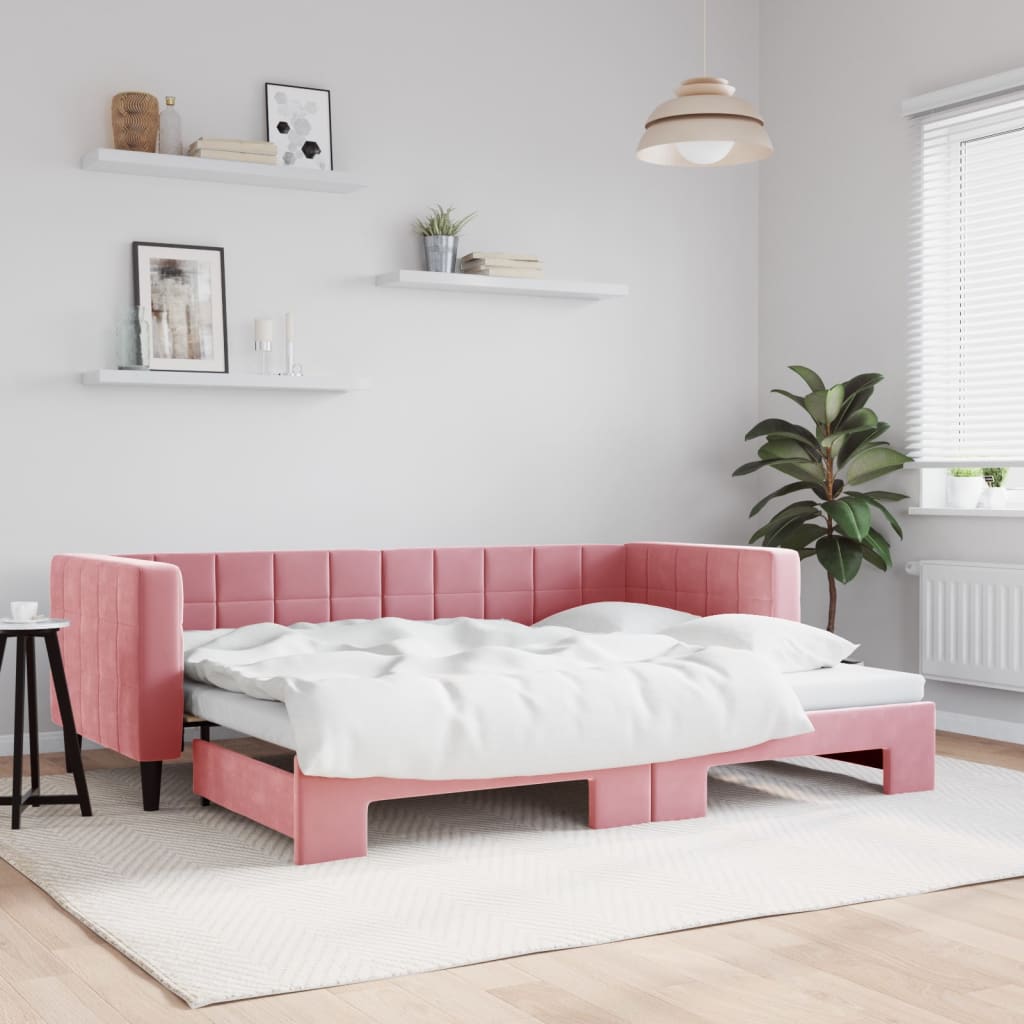 vidaXL Sofa rozsuwana, różowa, 80x200 cm, aksamit