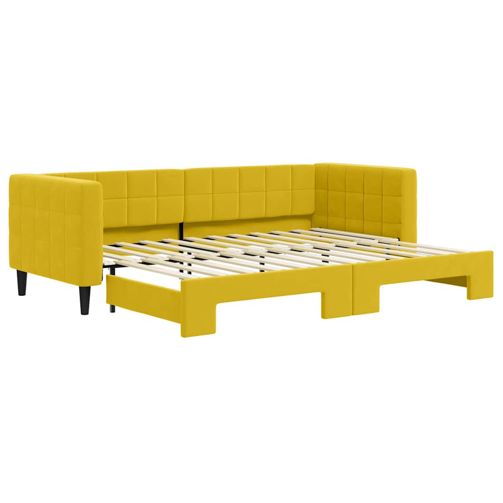 vidaXL Sofa rozsuwana, żółta, 80x200 cm, aksamit