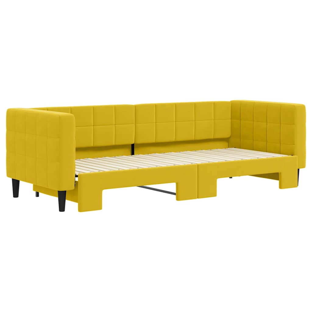 vidaXL Sofa rozsuwana, żółta, 80x200 cm, aksamit