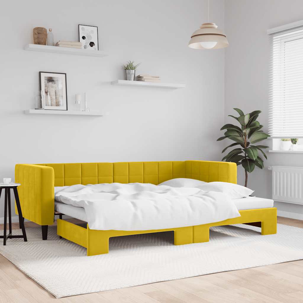 vidaXL Sofa rozsuwana, żółta, 80x200 cm, aksamit