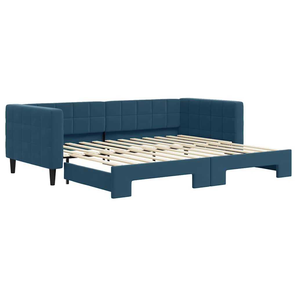 vidaXL Sofa rozsuwana, niebieska, 90x200 cm, aksamit