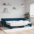 vidaXL Sofa rozsuwana, niebieska, 90x200 cm, aksamit