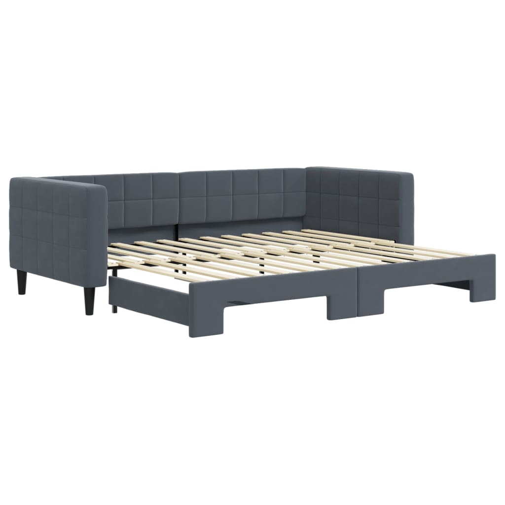 vidaXL Sofa rozsuwana, ciemnoszara, 90x200 cm, aksamit